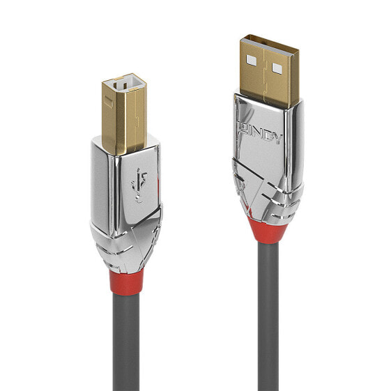 Кабель USB 2.0 Type A to B Lindy - Cromo Line - 1 м - USB A - USB B - USB 2.0 - 480 Мбит/с - Серый