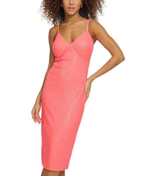 Women's Sleeveless Sequin Mesh A-Line Dress