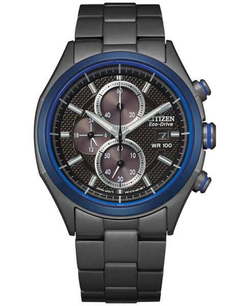 Eco-Drive Men's Chronograph Black Stainless Steel Bracelet Watch 41mm
