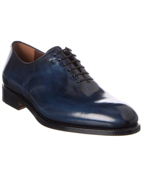 Ferragamo Angiolo Leather Oxford Men's Blue 8.5 D