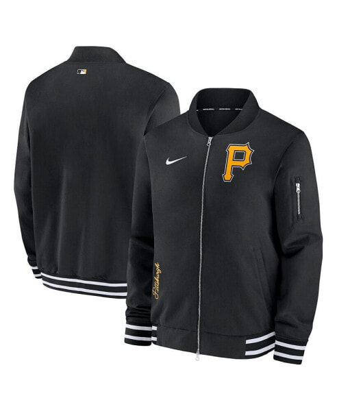 Men's Black Pittsburgh Pirates Authentic Collection Full-Zip Bomber Jacket