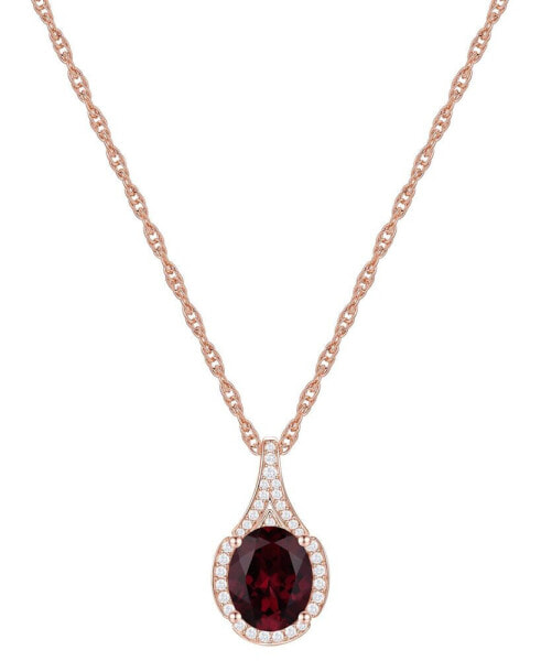 Amethyst (1-1/2 ct. t.w.) & Lab-Grown White Sapphire (1/8 ct. t.w.) Oval Halo 18" Pendant Necklace in 14k Gold-Plated Sterling Silver (Also in Additional Gemstones)