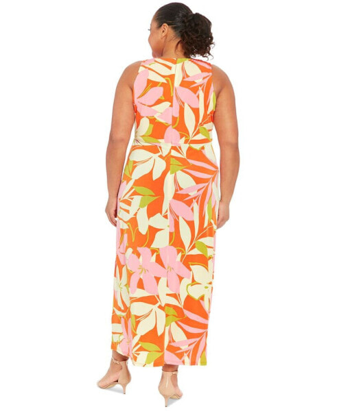 Plus Size Floral-Print Twisted-Waist Maxi Dress