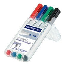 STAEDTLER Lumocolor whiteboard compact 341, 4 pc(s), Black,Blue,Green,Red, Multicolor, Round, 1 mm, 2 mm