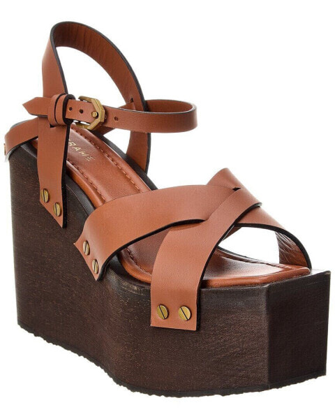 Frame Denim Le Melrose Leather Wedge Sandal Women's Brown 39
