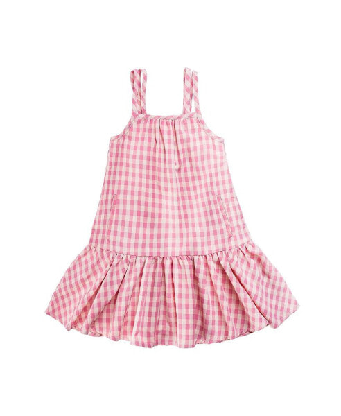 Little Girls Nova Punch Check and Tie Tye Dress