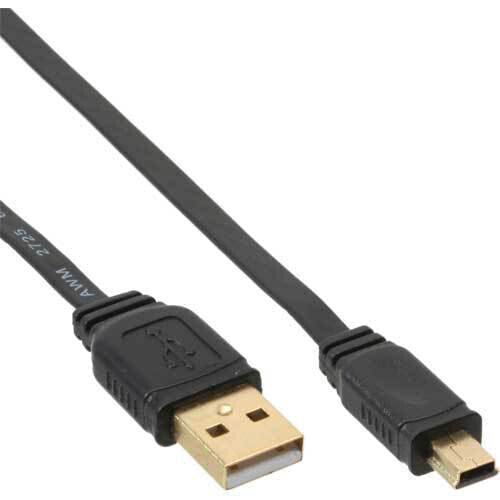 InLine USB 2.0 Flat Cable USB Type A male / Mini-B male 5pin black/gold 1.0m
