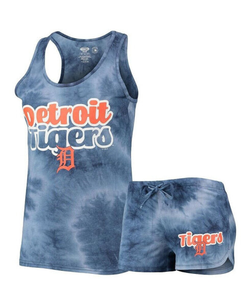 Women's Navy Detroit Tigers Billboard Racerback Tank Top and Shorts Set
