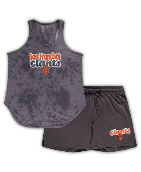 Women's Charcoal San Francisco Giants Plus Size Cloud Tank Top and Shorts Sleep Set