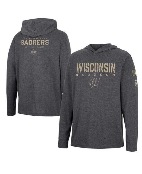 Men's Charcoal Wisconsin Badgers Team OHT Military-Inspired Appreciation Hoodie Long Sleeve T-shirt