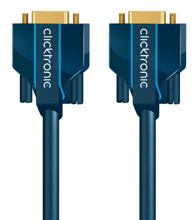 Переходник VGA (D-Sub) кабельный 5 м Clicktronic Blue Gold Male/Male