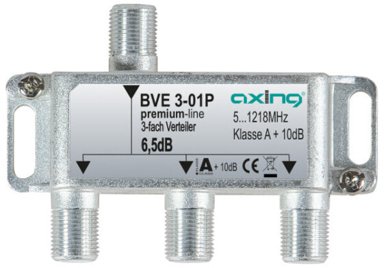 axing BVE 3-01P - Cable splitter - 5 - 1218 MHz - Stainless steel - Female/Female - F - 89 mm