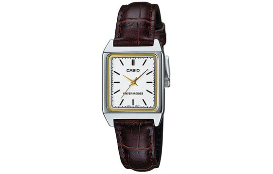 Часы наручные женские CASIO DRESS LTP-V007L-7E2, кварц, белый циферблат, кожаный ремень