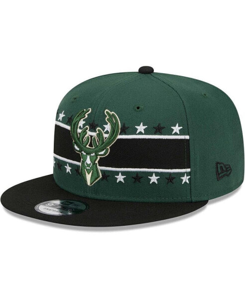 Men's Hunter Green Milwaukee Bucks Banded Stars 9FIFTY Snapback Hat