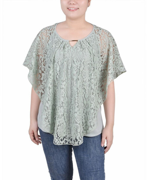 Petite Lace Poncho Top with Matching Tank