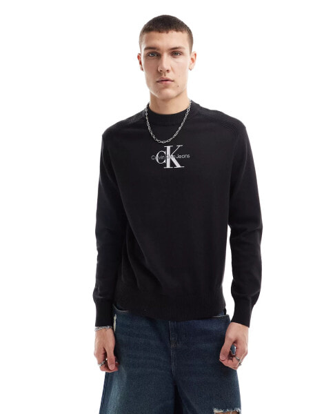 Calvin Klein Jeans monologo sweater in black