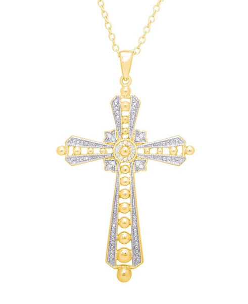 Macy's diamond Accent Cross Pendant 18" Necklace in Gold Plate