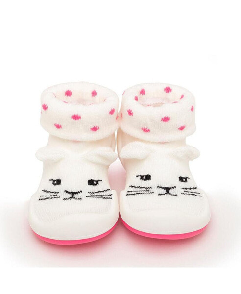 Baby Girl First Walk Sock Shoes Pink Cats