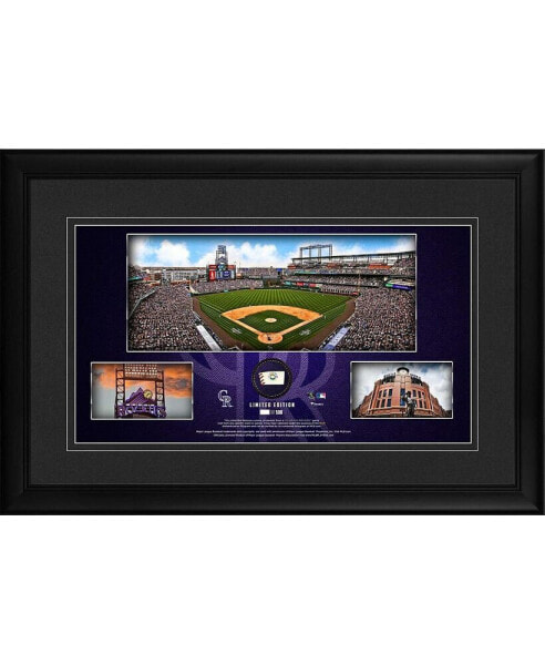 Colorado Rockies Framed 10" x 18" Stadium Panoramic Collage with a Piece of Game-Used Baseball - Limited Edition of 500