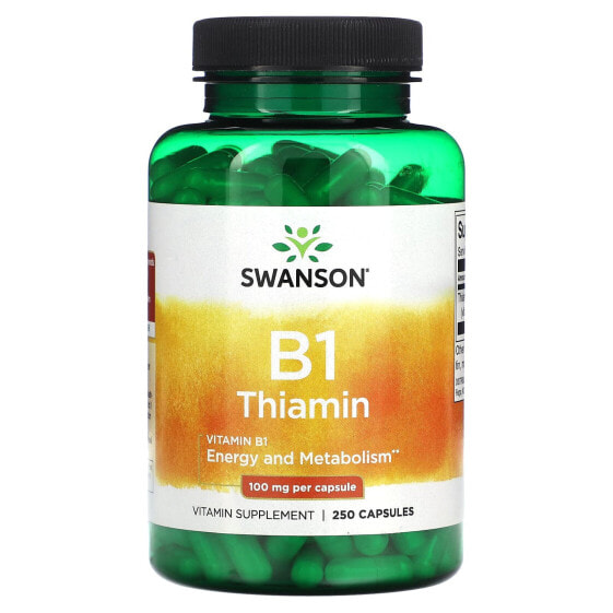Витамины группы B Swanson B1, Тиамин, 100 мг, 250 капсул