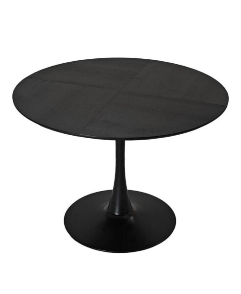 42.13" Modern Round Dining Table, Four Patchwork Tabletops With Black Solid Wood