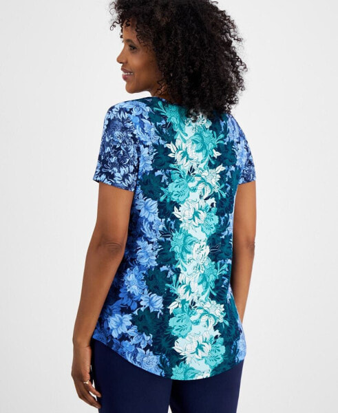 Women's Ombre Printed Short-Sleeve Scoop-Neck Top, Created for Macy's