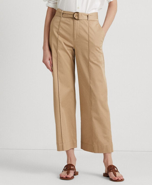 Micro-Sanded Twill Belted Wide-Leg Pants