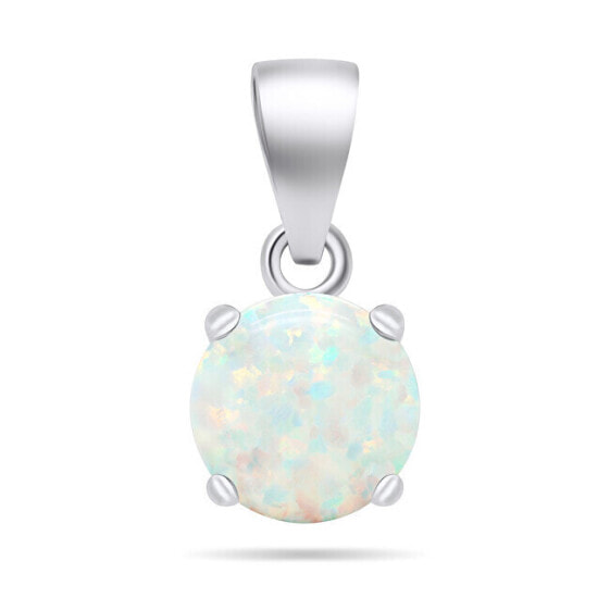 Charming silver pendant with white opal PT76W
