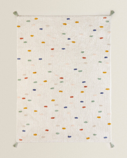 Children’s multicoloured polka dot cotton rug