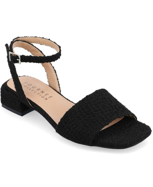 Women's Adleey Ankle Strap Tweed Block Heel Sandals