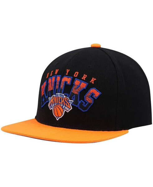 Men's Black and Orange New York Knicks Gradient Wordmark Snapback Hat