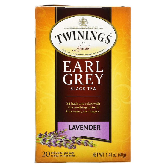 Flavoured Black Tea, Earl Grey, Lavender, 20 Tea Bags, 1.41 oz (40 g)