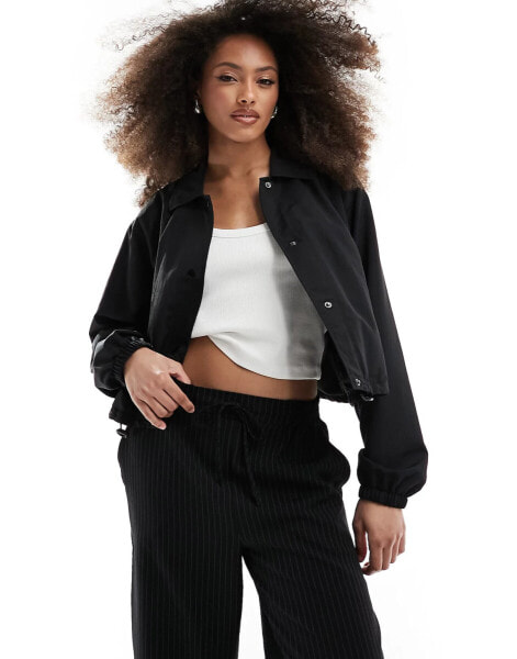 ASOS DESIGN crop coach jacket in black