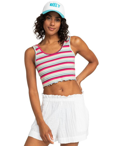 Juniors' Keep It Wavy Striped Cropped Tank