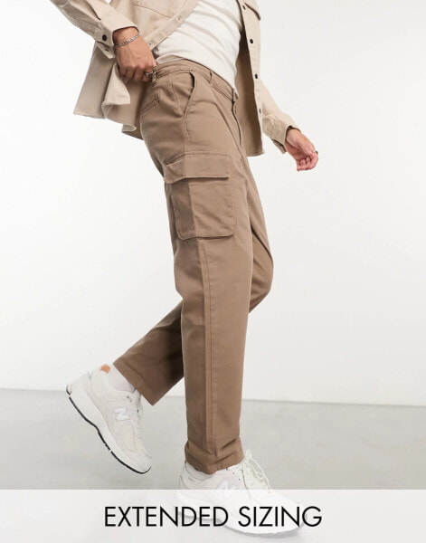 ASOS DESIGN – Legere Cargo-Hose in Stone