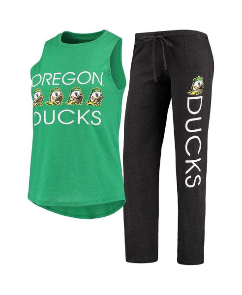 Women's Green, Black Oregon Ducks Team Tank Top and Pants Sleep Set