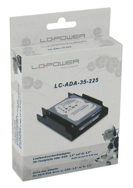 LC-Power LC-ADA-35-225 - 2.5/3.5" - Bezel panel - Black - Plastic - 25 mm - 122 mm
