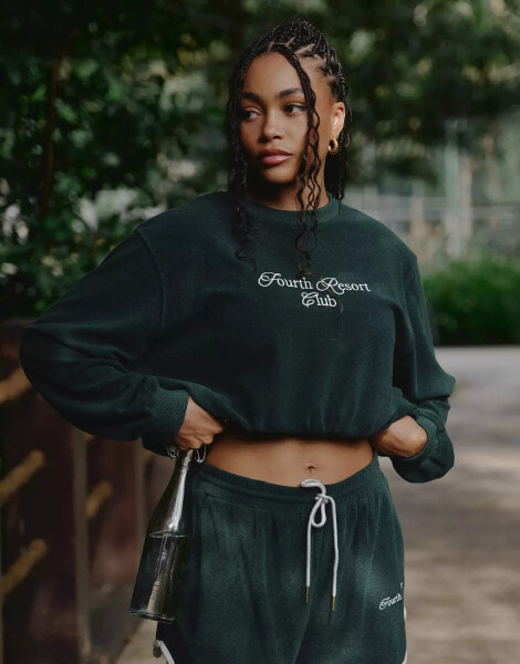 4th & Reckless x Loz Vassallo Bay towelling crop sweatshirt in green