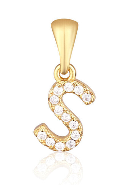Gold-plated pendant with zircons letter "S" SVLP0948XH2BIGS