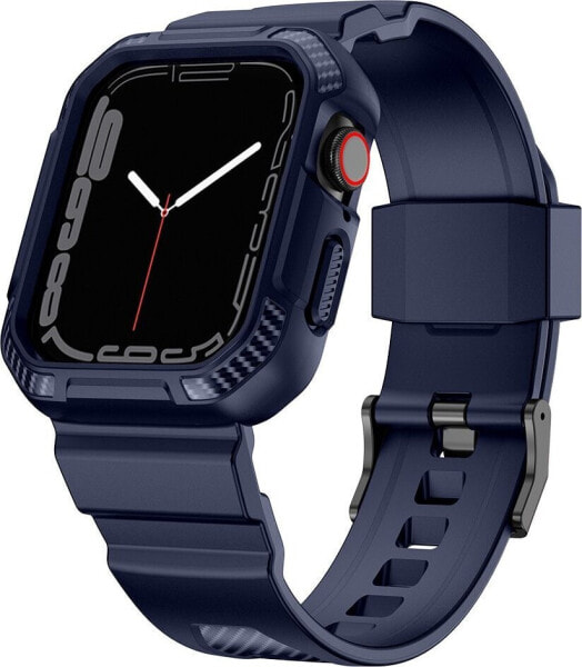 Kingxbar Kingxbar CYF106 2w1 pancerne etui Apple Watch SE, 8, 7, 6, 5, 4, 3, 2, 1 (41, 40, 38 mm) z paskiem niebieskie