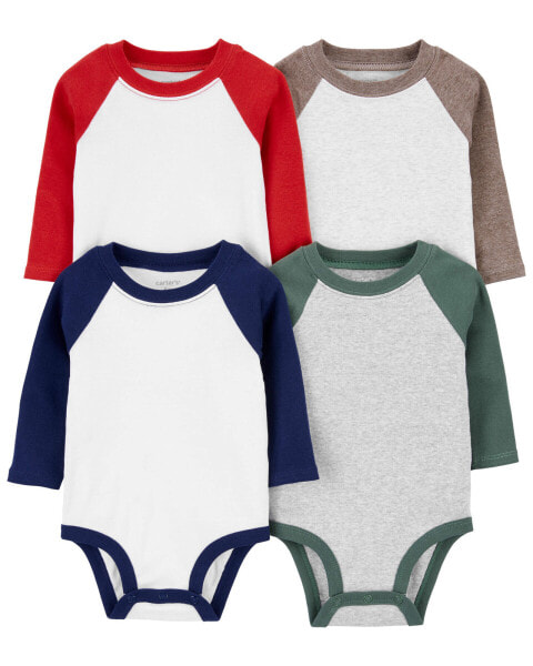 Baby 4-Pack Raglan Sleeve Bodysuits NB