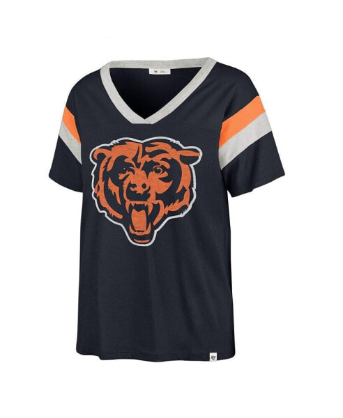 Women's Navy Distressed Chicago Bears Phoenix V-Neck T-shirt