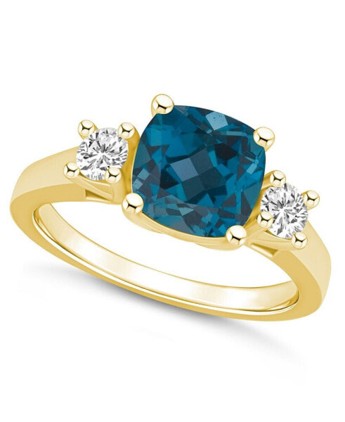 London Blue Topaz (2-3/4 ct. t.w.) and Diamond (1/3 ct. t.w.) Ring in 14K Yellow Gold