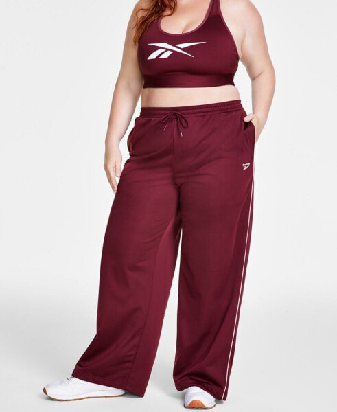 Plus Size Pull-On Drawstring-Waist Tricot Pants