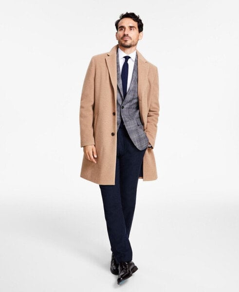 Men's Addison Wool-Blend Trim Fit Overcoat