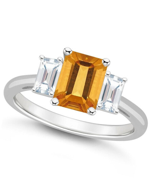Women's Citrine (1-3/5 ct.t.w.) and White Topaz (3/4 ct.t.w.) 3-Stone Ring in Sterling Silver