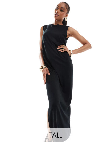 JDY Tall tank midi dress in black