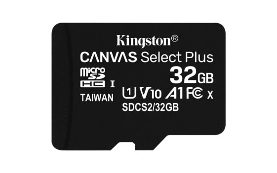 Kingston Canvas Select Plus - 32 GB - MicroSDHC - Class 10 - UHS-I - 100 MB/s - Class 1 (U1) - карта памяти