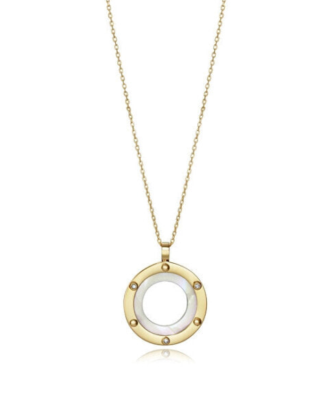 Gold-plated necklace with a round Air pendant 15121C01012