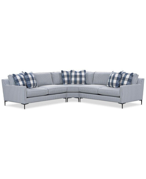 CLOSEOUT! Laylanna 119" 3-Pc. Fabric Striped L-Shape Sectional, Created for Macy's